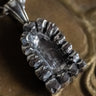medieval fantasy brick castle window silver pendant necklace