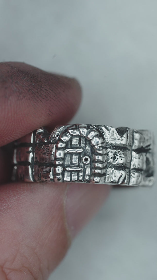 medieval castle wall ring silver